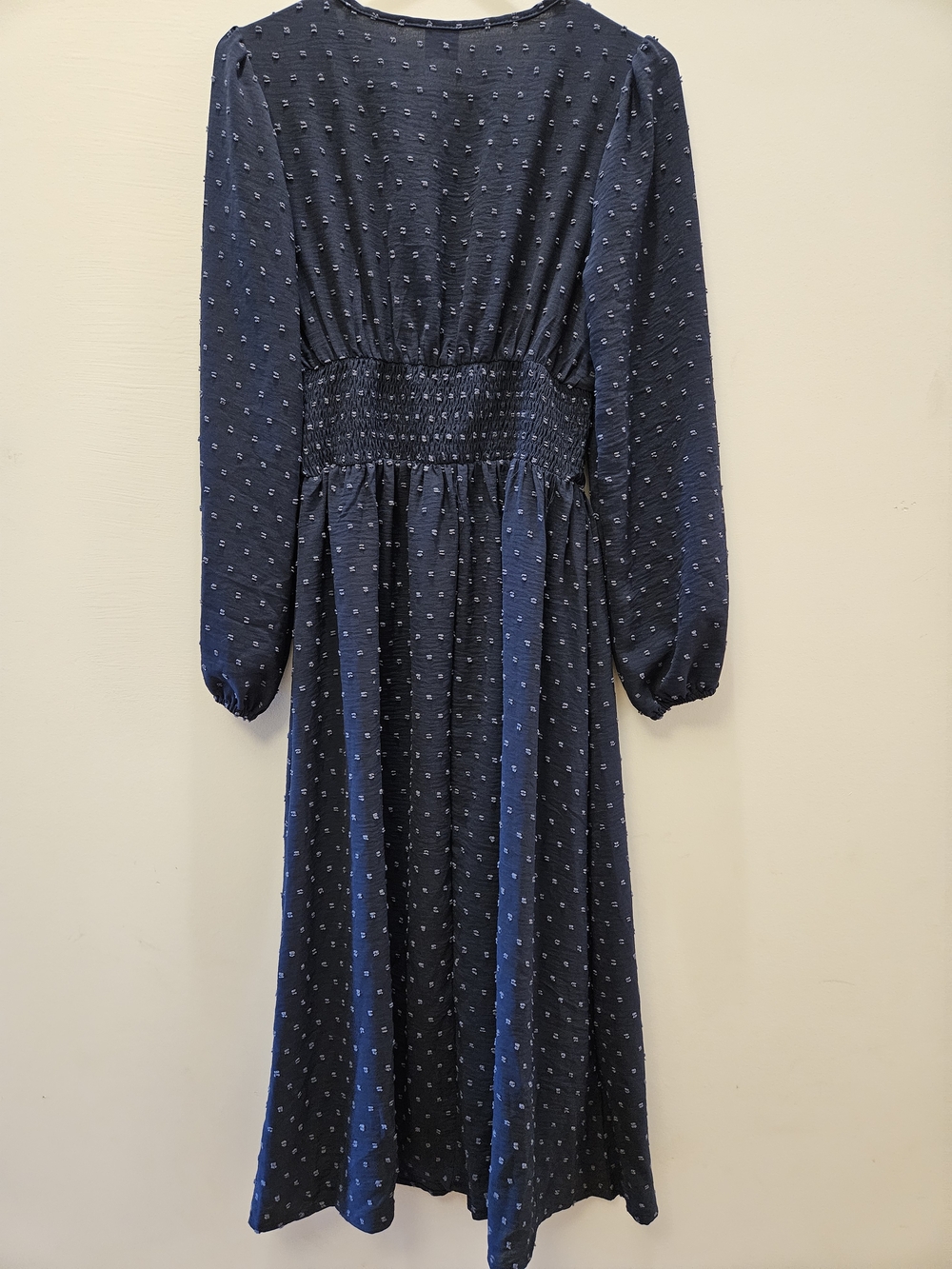 Navy Long-Sleeve V-Neck Midi Dress - Picture 4 of 4